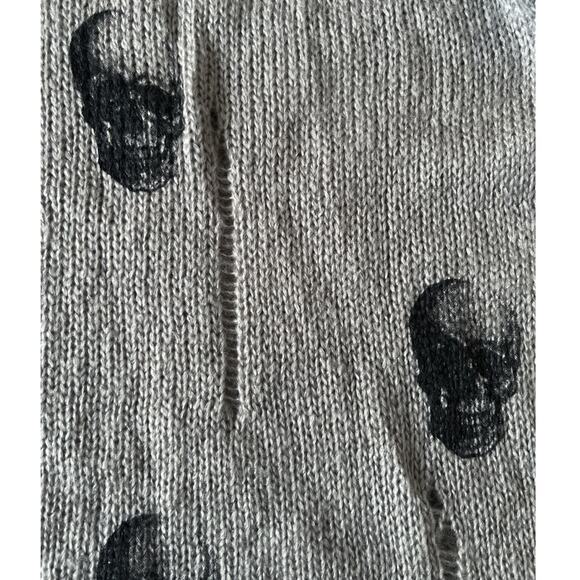 Wooden Ships Distressed Skull Sweater Women XS Gray Boxy Mohair Wool Goth Cozy - Picture 11 of 11